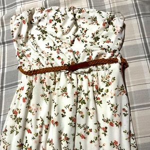 Stella tweed strapless long floral dress
